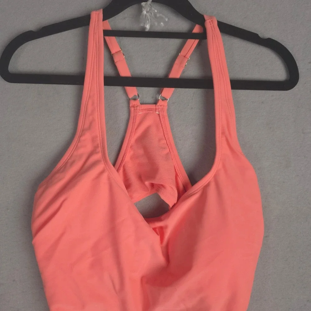 Kona Sol Women Coral‎ Racerback One Piece Swimsuit Size L